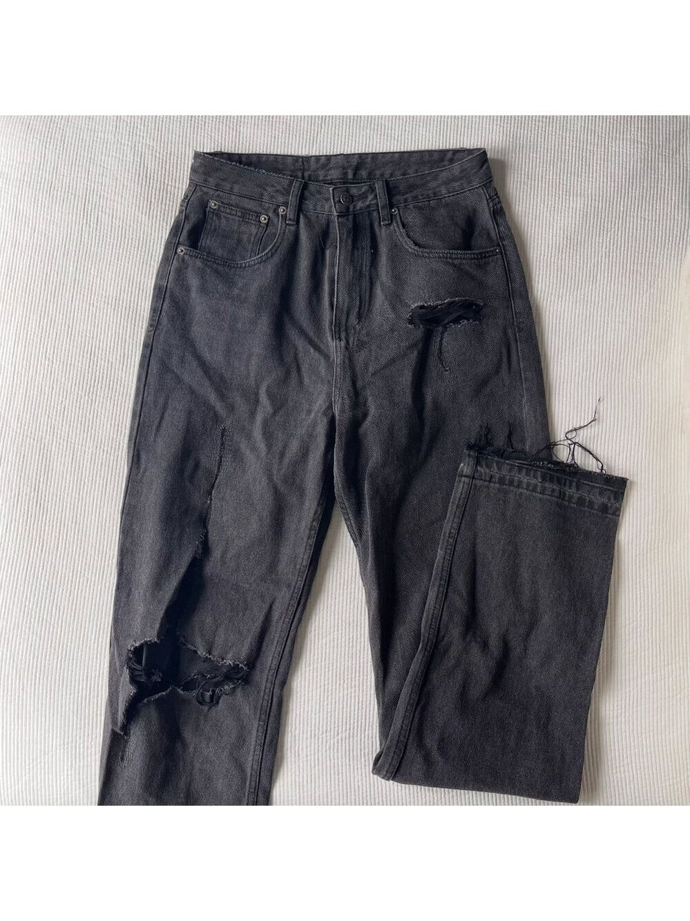 Ksubi Black Ripped Straight Leg Jeans